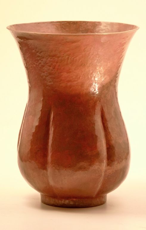 Copper raised and formed vase, raised from 16 gauge diameter flat-sheet