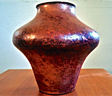 Copper raised and formed vase, raised from 16 gauge diameter flat-sheet