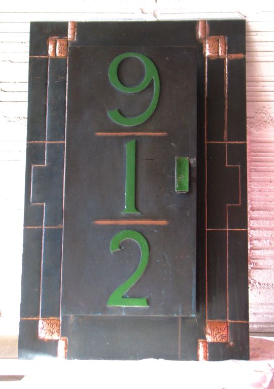 Copper and green ceramic mailbox