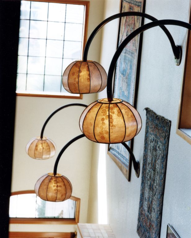 Wall mounted light fixtures in copper