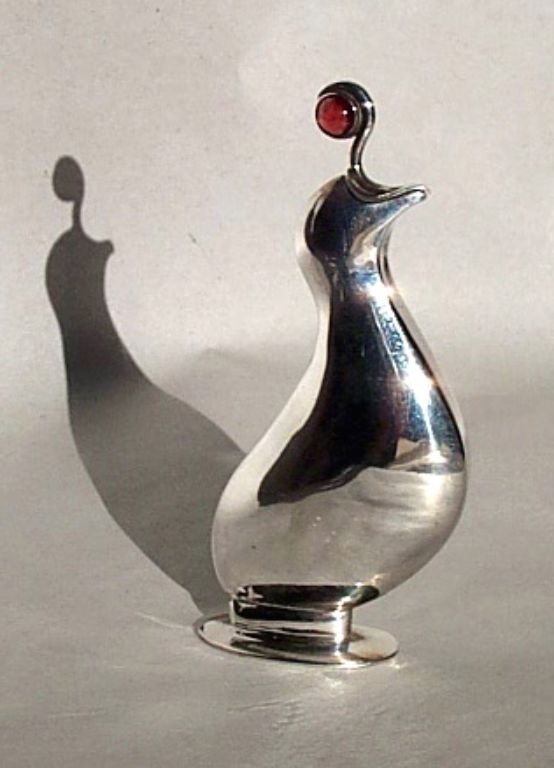 Silver perfume bottle with garnet