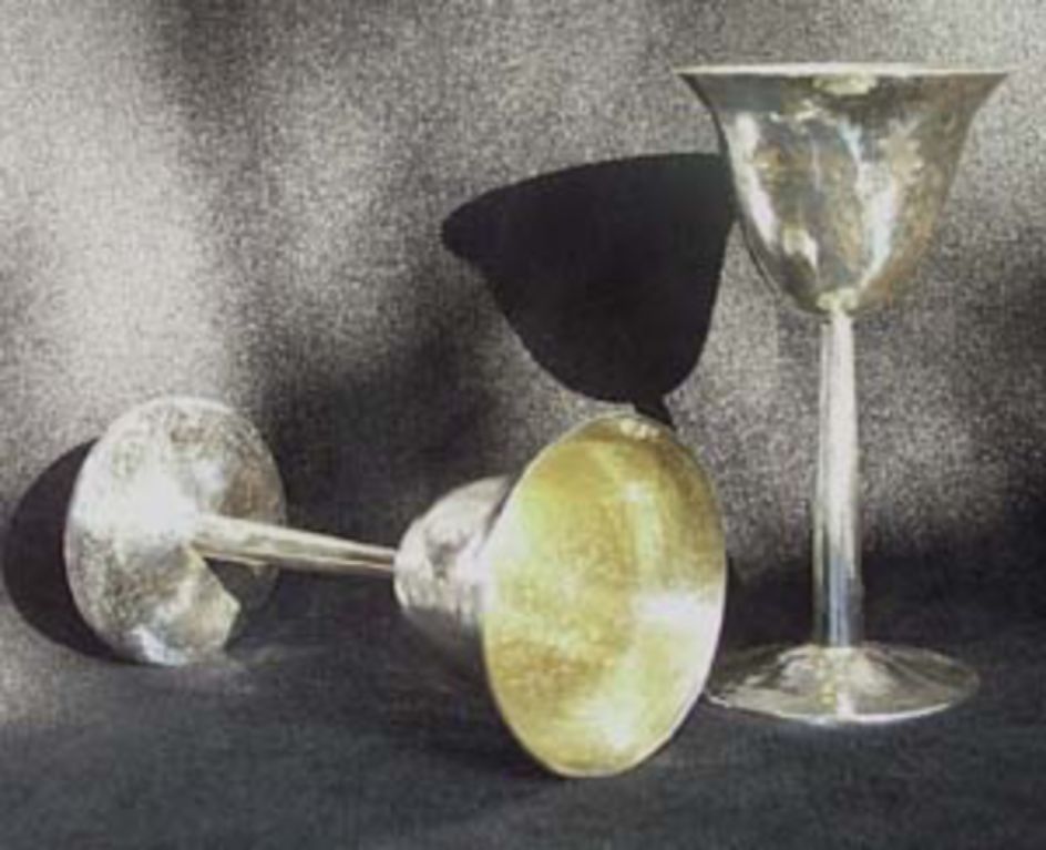 Sterling silver stemmed demitasse cup, gold plated interior