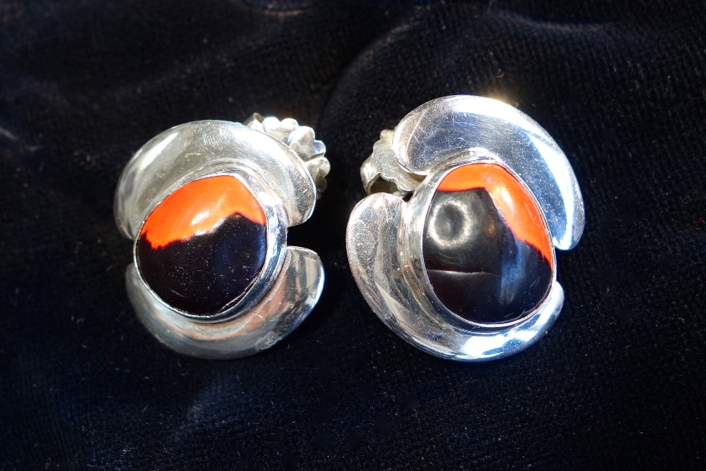 Earrings in silver and Wairuru seeds