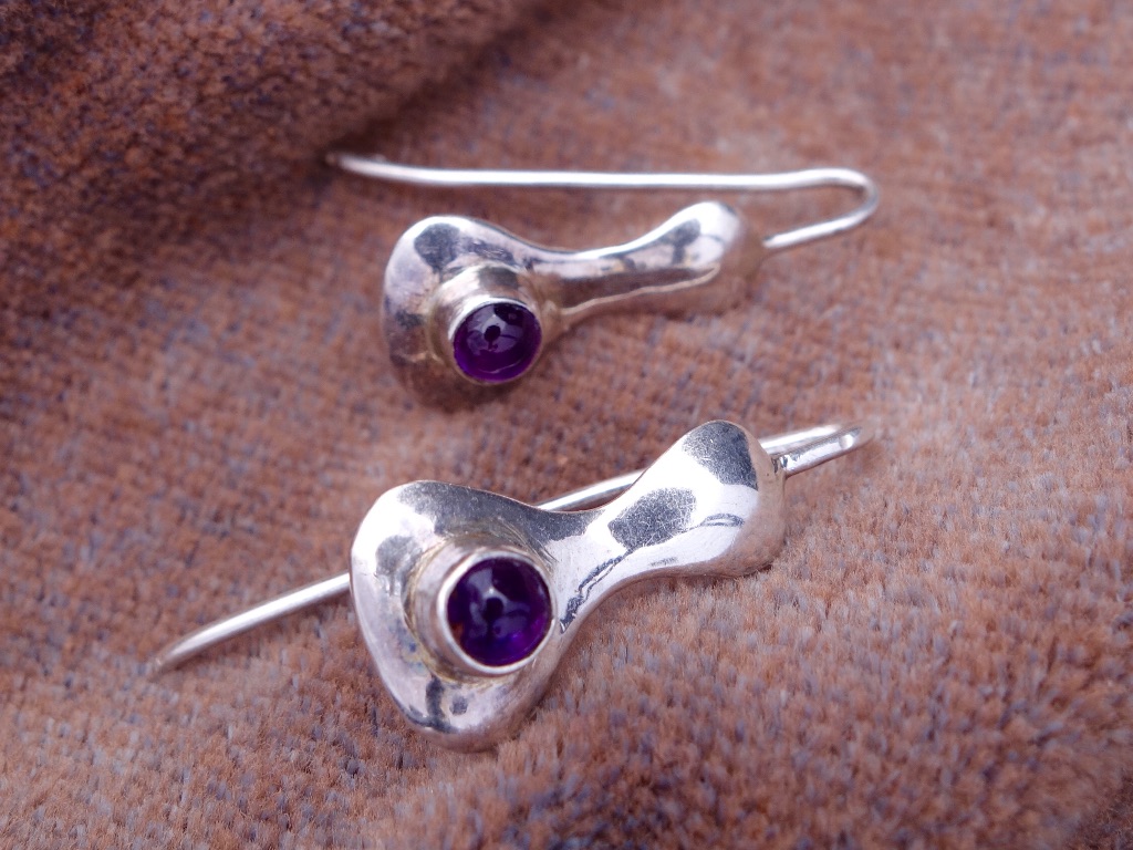 Silver earrings and amethyst